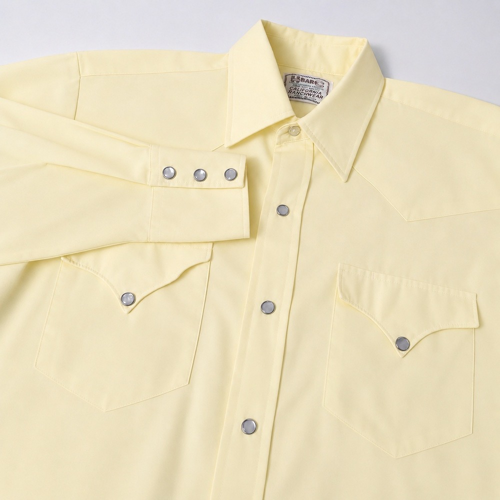 H Bar C Western Pearl Snap Shirt Mens 15.5-34 Yellow California Ranchwear USA